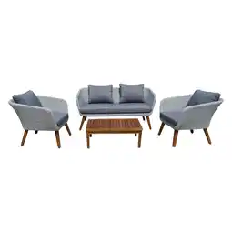 Netto Marken-Discount 4tlg. Polyrattan Sitzgruppe ARONA Garten Möbel Sitzgruppe Outdoor Grau Garnitur Angebot