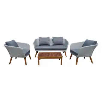 Netto Marken-Discount 4tlg. Polyrattan Sitzgruppe ARONA Garten Möbel Sitzgruppe Outdoor Grau Garnitur Angebot