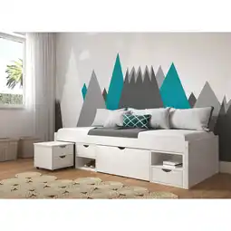 Netto Marken-Discount Inter Link Bett mit Stauraum Till inkl. Nachtkommode und Lattenrost 90x200 - Weiß Angebot