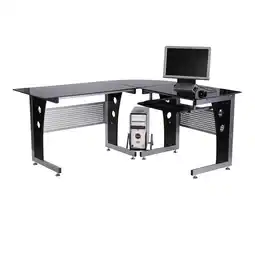 Netto Marken-Discount HOMCOM Computertisch MDF, Eisen, gehärtetes Glas Angebot