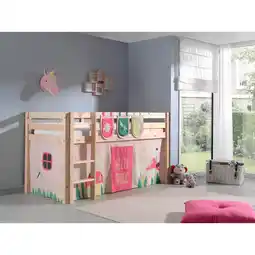 Netto Marken-Discount Vipack Spielbett Pino, Kiefer massiv natur mit Vorhang und 3 Taschen - Dessin Spring Angebot