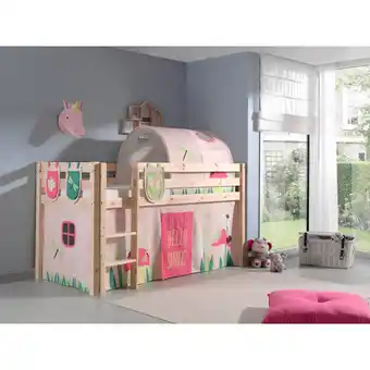 Netto Marken-Discount Vipack Spielbett Pino, Kiefer massiv natur mit Vorhang, Tunnel und 3 Taschen - Dessin Spring Angebot