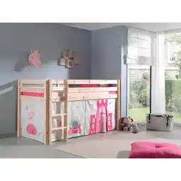 Netto Marken-Discount Vipack Spielbett Pino, Kiefer massiv natur mit Vorhang - Dessin Princes Angebot