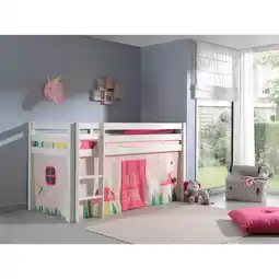 Netto Marken-Discount Vipack Spielbett Pino, Kiefer massiv weiß mit Vorhang - Dessin Spring Angebot