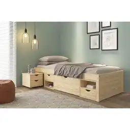Netto Marken-Discount Inter Link Bett mit Stauraum Till inkl. Nachtkommode und Lattenrost 90x200 - Farblos Angebot