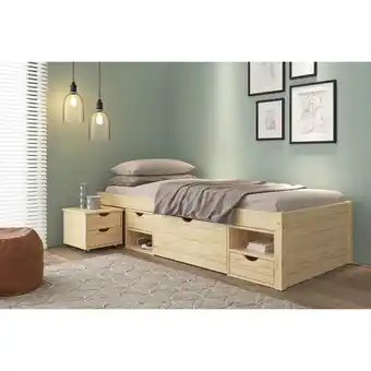 Netto Marken-Discount Inter Link Bett mit Stauraum Till inkl. Nachtkommode und Lattenrost 90x200 - Farblos Angebot