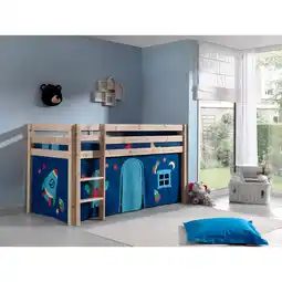 Netto Marken-Discount Vipack Spielbett Pino, Kiefer massiv natur mit Vorhang - Dessin Astro Angebot