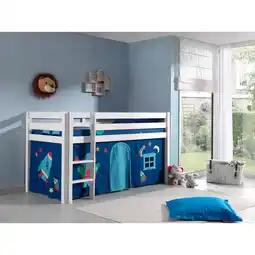 Netto Marken-Discount Vipack Spielbett Pino, Kiefer massiv weiß mit Vorhang - Dessin Astro Angebot