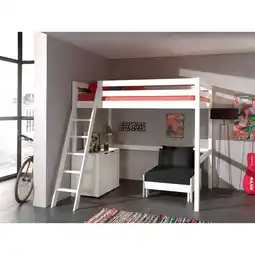 Netto Marken-Discount Vipack Hochbett inkl. Kommode und Sessel Kiefer massiv 140 x 200 cm, weiß Angebot