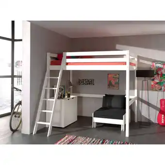 Netto Marken-Discount Vipack Hochbett inkl. Kommode und Sessel Kiefer massiv 140 x 200 cm, weiß Angebot