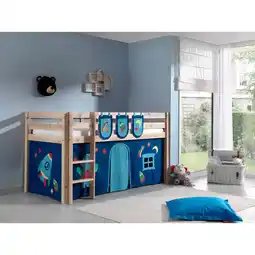 Netto Marken-Discount Vipack Spielbett Pino, Kiefer massiv natur mit Vorhang und 3 Taschen - Dessin Astro Angebot