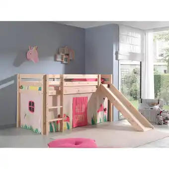 Netto Marken-Discount Vipack Spielbett Pino inkl. Rutsche, Kiefer massiv natur mit Vorhang - Dessin Spring Angebot