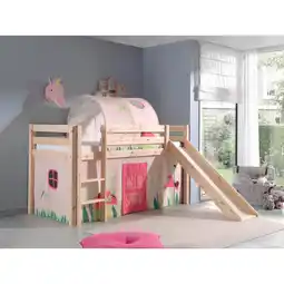 Netto Marken-Discount Vipack Spielbett Pino inkl. Rutsche, Kiefer massiv natur mit Vorhang und Tunnel - Dessin Spring Angebot