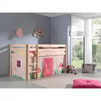Netto Marken-Discount Vipack Spielbett Pino, Kiefer massiv natur mit Vorhang - Dessin Spring Angebot