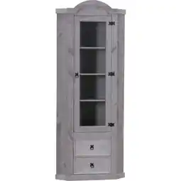 Netto Marken-Discount Eckschrank New Mexico Kiefer massiv grau Mexiko Wohnzimmer Vitrine Schrank Angebot