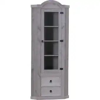 Netto Marken-Discount Eckschrank New Mexico Kiefer massiv grau Mexiko Wohnzimmer Vitrine Schrank Angebot