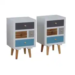Netto Marken-Discount 2x PKline Nachttisch Holz Nachtschrank Nachtkonsole Schlafzimmer Möbel weiß bunt Angebot