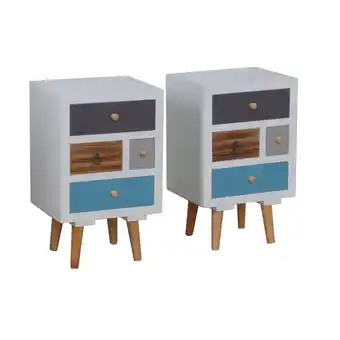 Netto Marken-Discount 2x PKline Nachttisch Holz Nachtschrank Nachtkonsole Schlafzimmer Möbel weiß bunt Angebot
