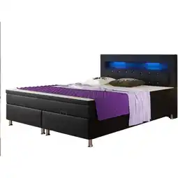 Netto Marken-Discount Inter Handels Boxspringbett Monaco 180x200 cm mit Bettkasten - schwarz Angebot