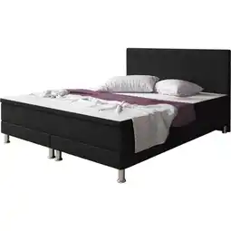 Netto Marken-Discount Inter Handels Boxspringbett Esra 180x200 Webstoff Schwarz Angebot