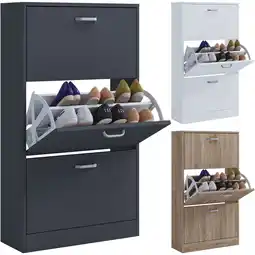 Netto Marken-Discount VCM Holz Schuhschrank Maße: H. 105 x B. 59 x T. 22 cm 3 Klappen - Sipos L Angebot