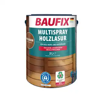 Netto Marken-Discount BAUFIX Multispray Holzlasur nussbaum seidenglänzend, 5 Liter, Holzlasur Angebot