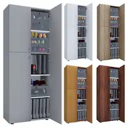 Netto Marken-Discount VCM Holz-Schuhschrank Maße: B. 70 x H. 184 x T. 40 cm Allzweckschrank 5 Fächer 4 Drehtüren - Lona Angebot