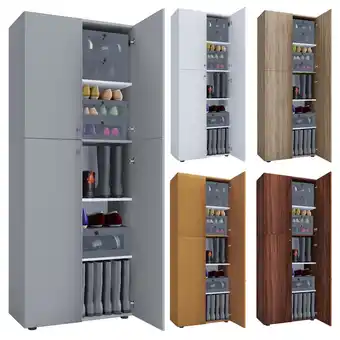 Netto Marken-Discount VCM Holz-Schuhschrank Maße: B. 70 x H. 184 x T. 40 cm Allzweckschrank 5 Fächer 4 Drehtüren - Lona Angebot