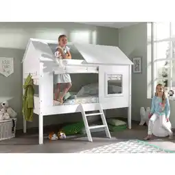 Netto Marken-Discount Vipack Charlotte Baumhaus Bett 90 x 200 cm Liegefläche inkl. Vorhang Set, Creme-Weiß Angebot