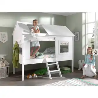Netto Marken-Discount Vipack Charlotte Baumhaus Bett 90 x 200 cm Liegefläche inkl. Vorhang Set, Creme-Weiß Angebot