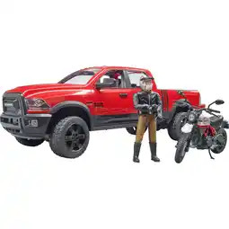 Netto Marken-Discount bruder Modellfahrzeug RAM 2500 Power Wagon mit Ducati Desert Sled und Fahrer Angebot