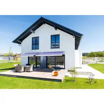 Netto Marken-Discount Home Deluxe LED-Vollkassettenmarkise Elos V2 inkl. Sensor, marineblau-weiß - 350 x 250 cm Angebot