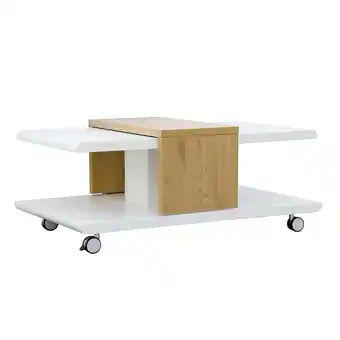 Netto Marken-Discount Inter Link Couchtisch Joliet auf Rollen in weiss und Wildeiche Nachbildung Angebot