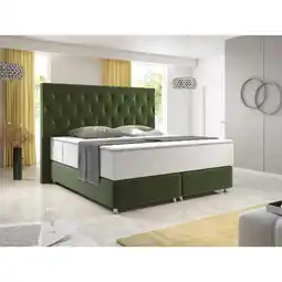 Netto Marken-Discount Inter Handels Boxspringbett Diamond 180x200 cm Grün Velour Stoff Angebot