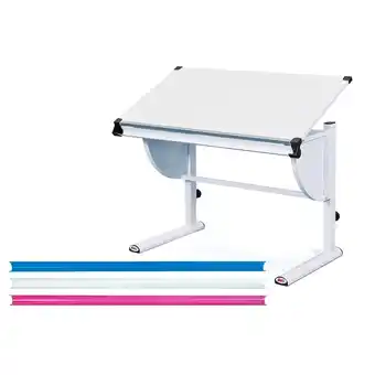 Netto Marken-Discount Inter Link Schülerschreibtisch Milo 3 in 1 in weiss, blau und pink Angebot