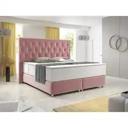 Netto Marken-Discount Inter Handels Boxspringbett Diamond 180x200 cm Rosa Velour Stoff Angebot