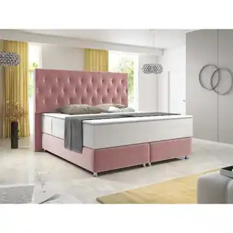 Netto Marken-Discount Inter Handels Boxspringbett Diamond 180x200 cm Rosa Velour Stoff Angebot