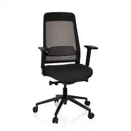 Netto Marken-Discount hjh OFFICE Profi Bürostuhl CHIARO T1 BLACK Stoff/Netzstoff mit Armlehnen (höhenverstellbar) Angebot