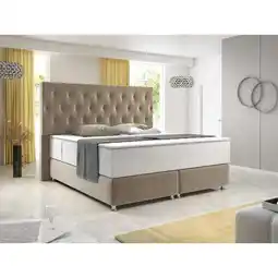 Netto Marken-Discount Inter Handels Boxspringbett Diamond 180x200 cm Velour Stoff Beige Angebot