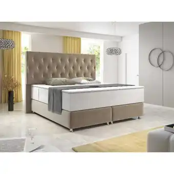 Netto Marken-Discount Inter Handels Boxspringbett Diamond 180x200 cm Velour Stoff Beige Angebot