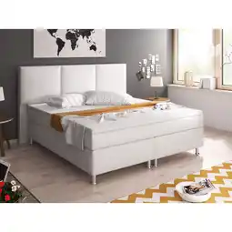 Netto Marken-Discount Inter Handels Boxspringbett Oslo 180x200 cm Kunstleder weiß Angebot