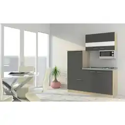 Netto Marken-Discount Respekta Economy Küchenzeile KB160ESGMI 160 cm, Grau mit Mikrowelle Angebot
