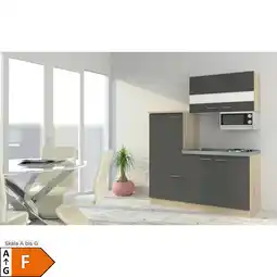 Netto Marken-Discount Respekta Economy Küchenzeile KB160ESGMI 160 cm, Grau mit Mikrowelle Angebot