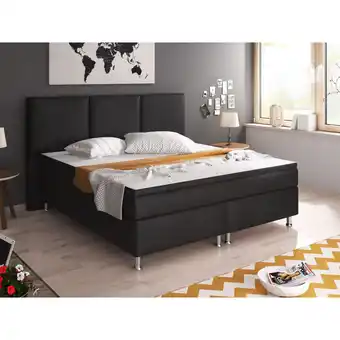 Netto Marken-Discount Inter Handels Boxspringbett Oslo 180x200 cm Kunstleder schwarz Angebot
