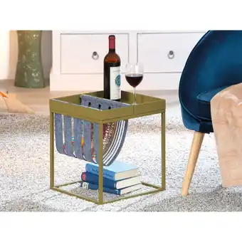 Netto Marken-Discount Inter Link Magazinständer Beistelltisch Club NY in grün und grau Angebot
