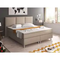 Netto Marken-Discount Inter Handels Boxspringbett Oslo 180x200 cm Kunstleder muddy Angebot
