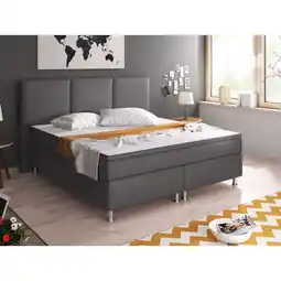 Netto Marken-Discount Inter Handels Boxspringbett Oslo 180x200 cm Kunstleder anthrazit Angebot