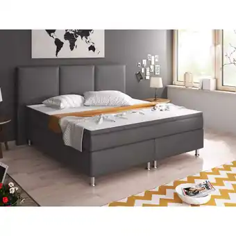 Netto Marken-Discount Inter Handels Boxspringbett Oslo 180x200 cm Kunstleder anthrazit Angebot