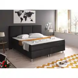 Netto Marken-Discount Inter Handels Boxspringbett Oslo mit Bettkasten 180x200 cm Kunstleder schwarz Angebot
