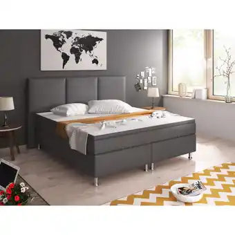 Netto Marken-Discount Inter Handels Boxspringbett Oslo mit Bettkasten 180x200 cm Kunstleder anthrazit Angebot
